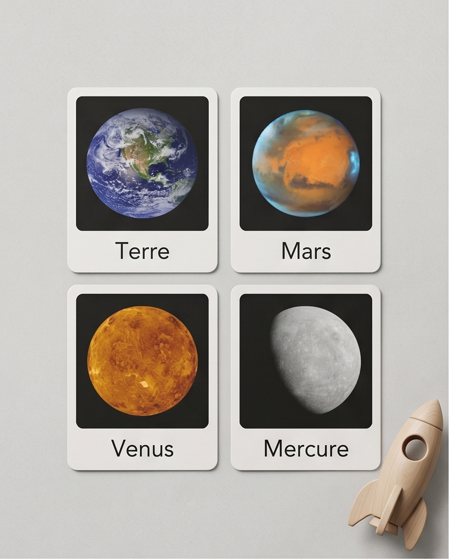 Carte de nomenclature sur les planètes