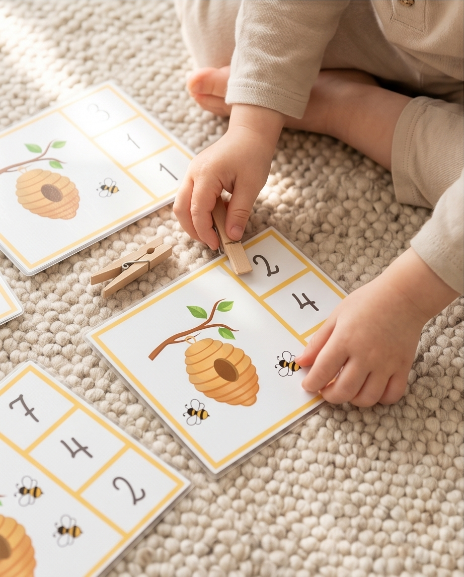 Cartes à pinces sur le thème des abeilles