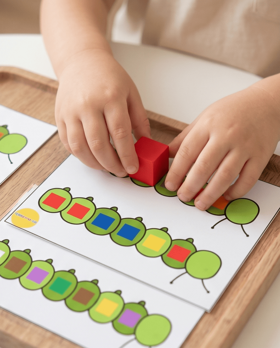Activité : atelier chenilles de couleurs livret éducatif Montessori enfant - Les minis cracks