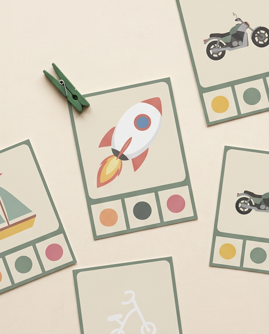 Cartes à pinces sur le thème des transports