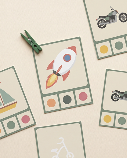 Cartes à pinces sur le thème des transports