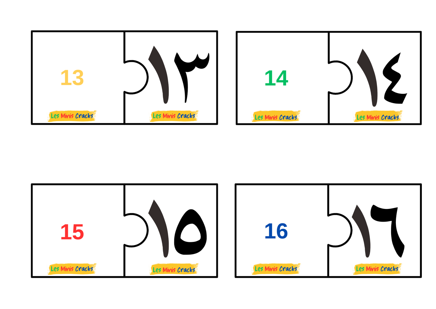 Activité : puzzle des chiffres arabe