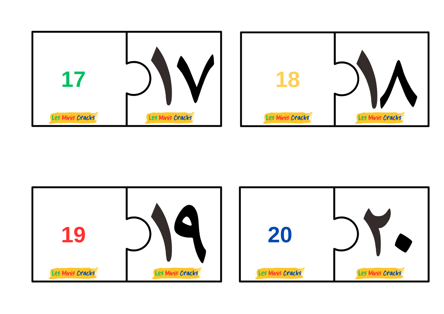 Activité : puzzle des chiffres arabe