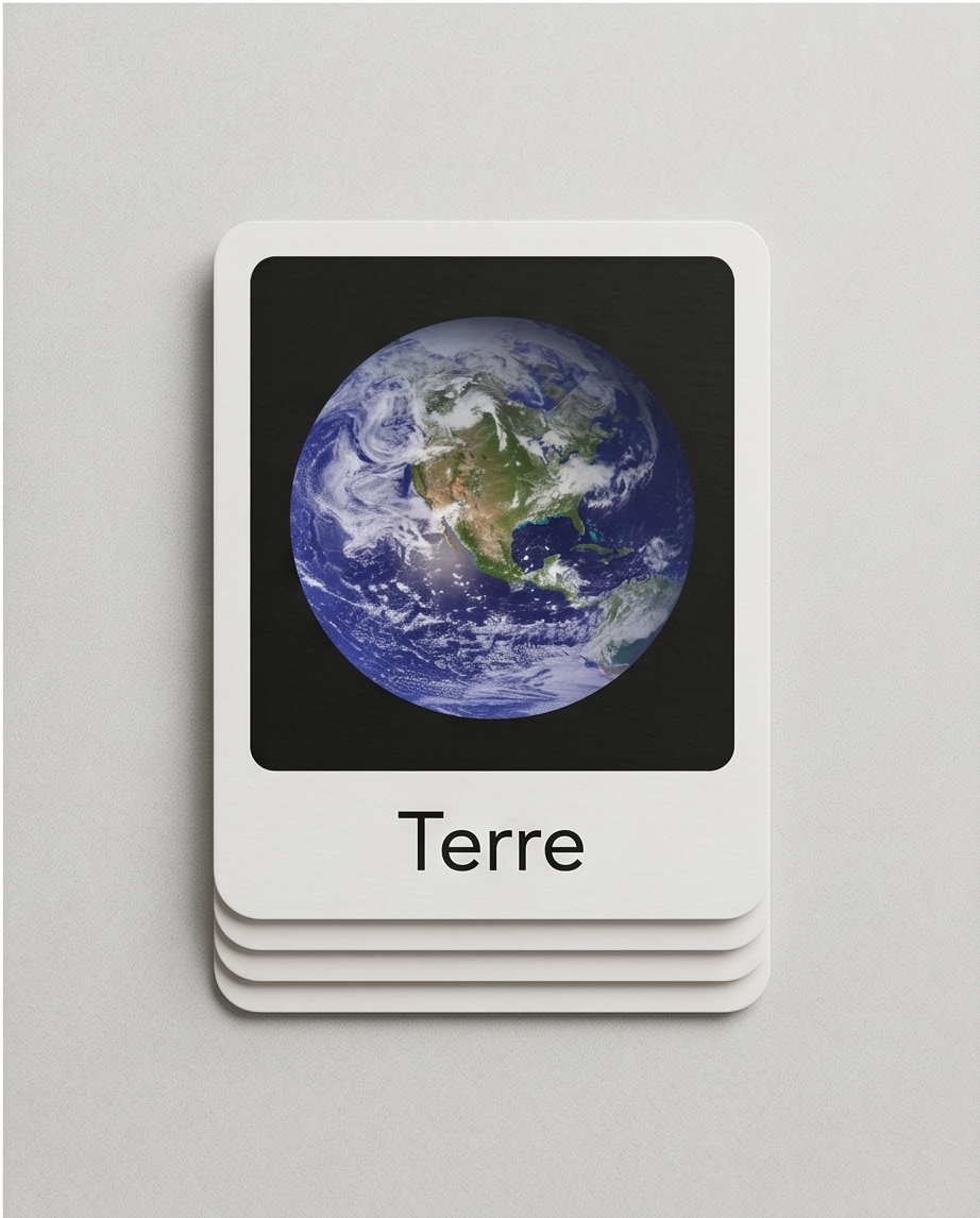 Carte de nomenclature sur les planètes