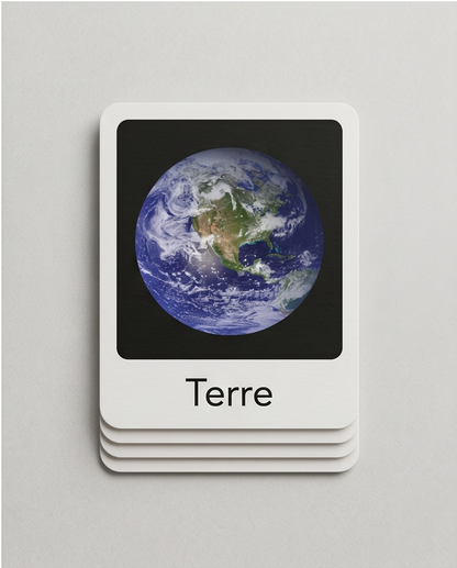 Carte de nomenclature sur les planètes