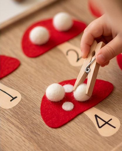 Activité : Atelier montessori - Les champignons à pompons