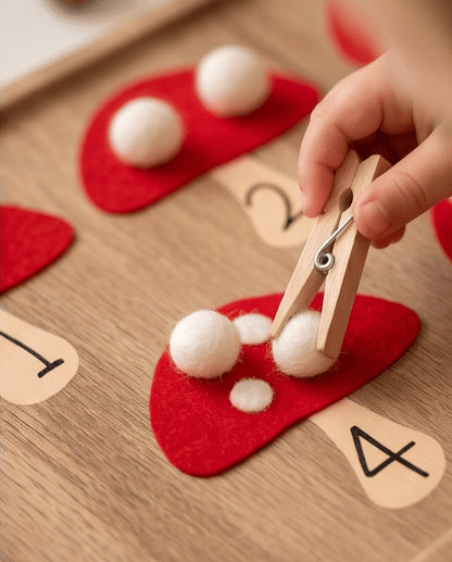 Activité : Atelier montessori - Les champignons à pompons livret éducatif Montessori enfant - Les minis cracks