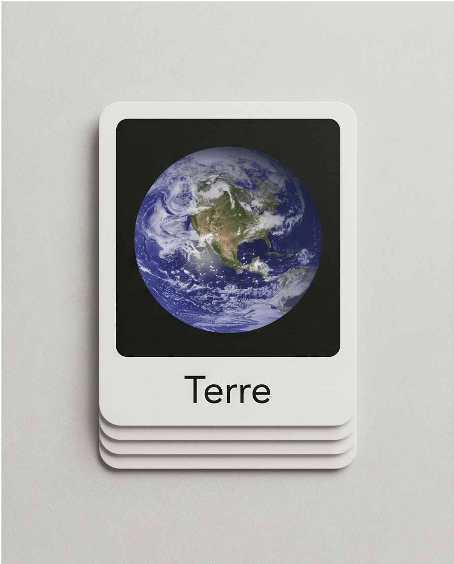 Carte de nomenclature sur les planètes livret éducatif Montessori enfant - Les minis cracks