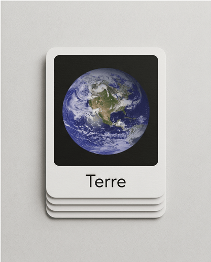 Carte de nomenclature sur les planètes livret éducatif Montessori enfant - Les minis cracks