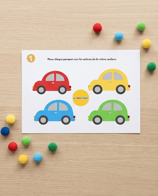 Les voitures colorées livret éducatif Montessori enfant - Les minis cracks